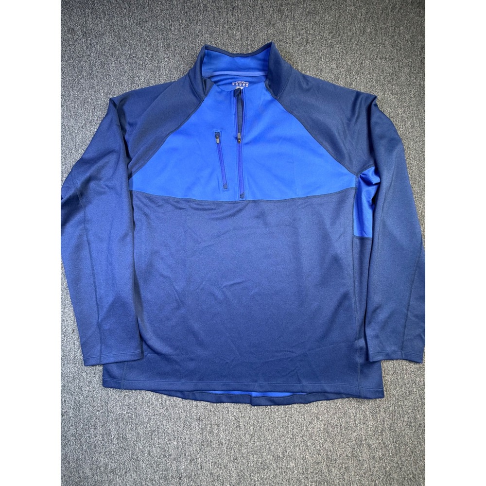 Lands End Outfitters Mens XXL 1/4‎ Zip Pullover Blue Colorblock Performance Top